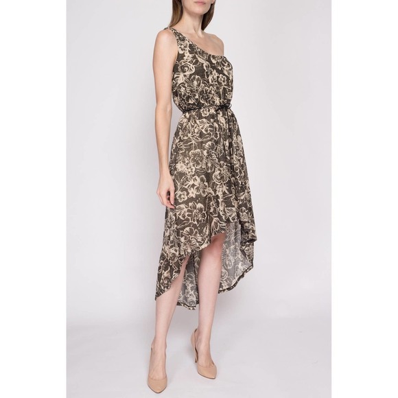 S| Y2K Floral One Shoulder High-Low Dress - Small | Boho Vintage Sundress - Picture 4 of 7